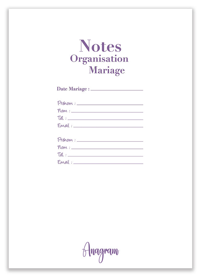 NOTES ORGANISATION MARIAGE / A4 - MARION