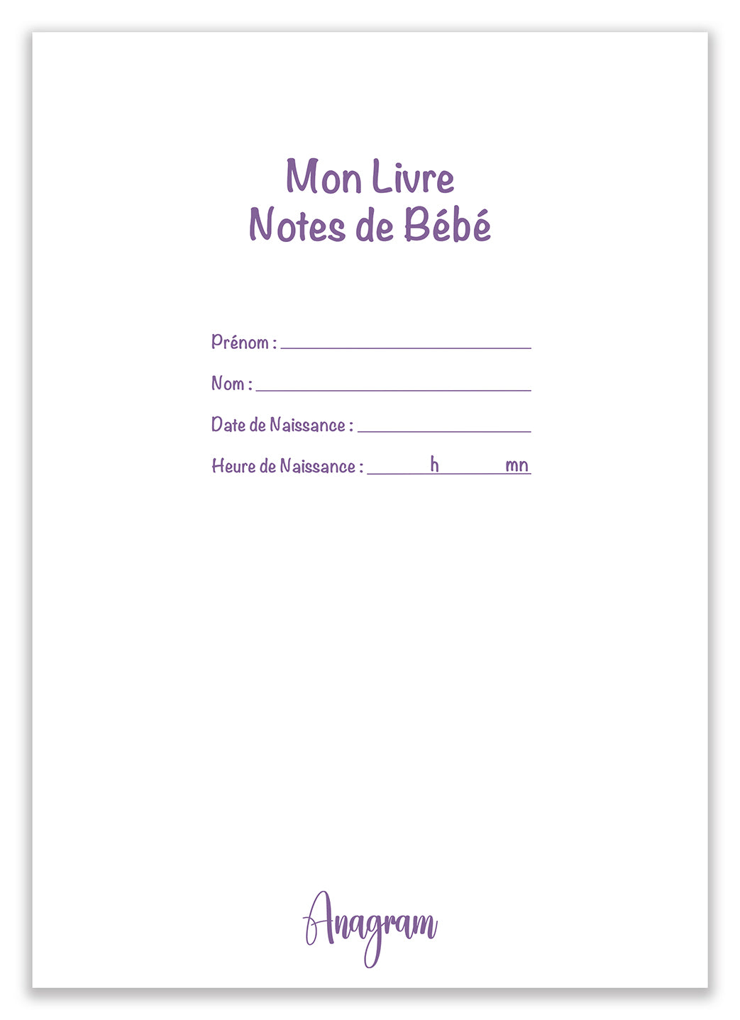 MON LIVRE NOTES DE BÉBÉ / A4 - JEAN